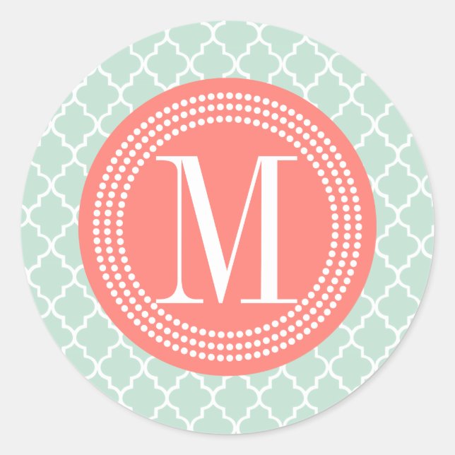 Sticker Rond Menthe Marocaine Carreaux treillis Personnalisé (Devant)