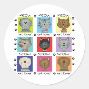 Sticker Rond Meow Amoureux des chats