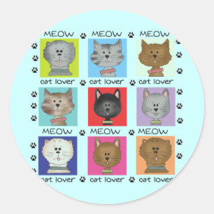 Sticker Rond Meow Amoureux des chats Tshirts et cadeaux
