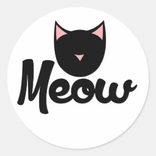 Sticker Rond Meow Kitty Chat