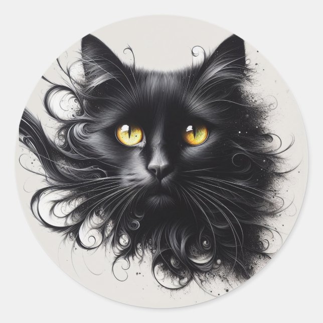 Sticker Rond Meow mystique (Devant)
