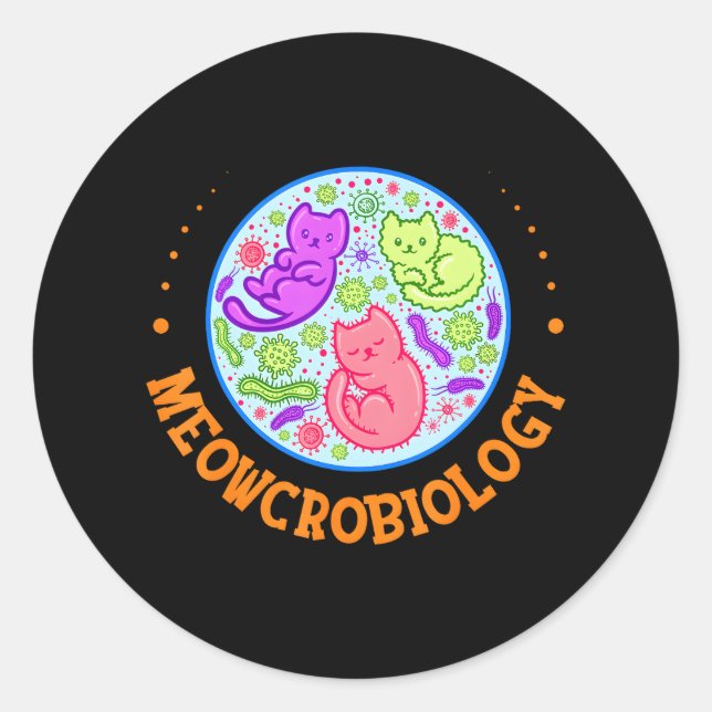 Sticker Rond Méowcrobiologie Chat Microbiologie Science Biologi (Devant)