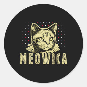 Sticker Rond Meowica Chat 4 Juillet Lunettes De Soleil Merica C