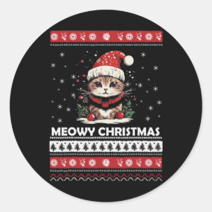 Sticker Rond Meowo Catmas Chat Père Noël Noël Kitten Xmas Vilai