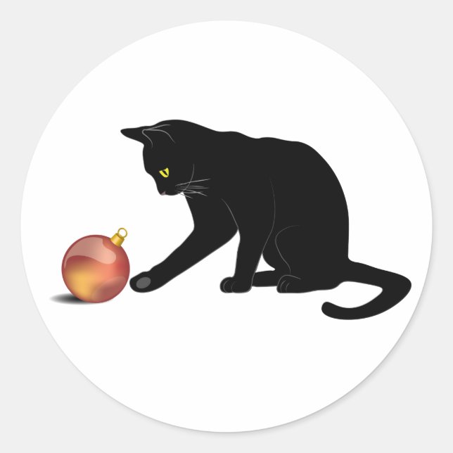Sticker Rond Meowy Christmas Funny Chat (Devant)