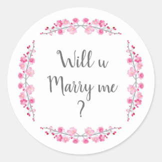 Sticker Rond M'épouseras-tu ? Fleur de cerisier vintage