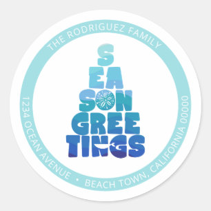 Sticker Rond Mer De Plage Et Salutations