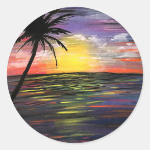 Sticker Rond Mer du coucher du soleil