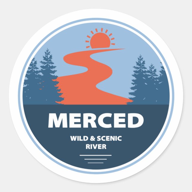 Sticker Rond Merced Wild Et Pittoresque River California (Devant)