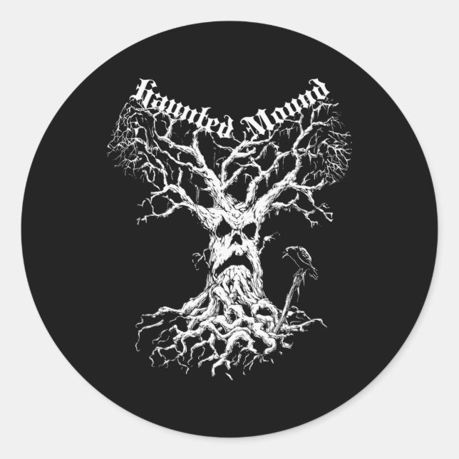Sticker Rond Merch du séminaire. Créez Un Arbre Fantôme. Haunte (Devant)