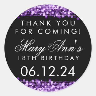 Sticker Rond Merci 18ème anniversaire fêle violet