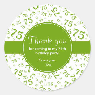 Sticker Rond Merci : 75e Motif numérique vert et blanc