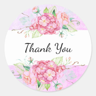Sticker Rond Merci à fleurs Pastel Pink Hydrangea