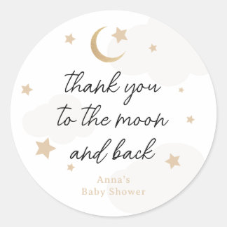 Sticker Rond Merci à la Lune et Baby shower arrière