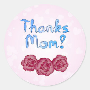 Sticker Rond Merci à Maman avec Carnation Flower pour la fête d