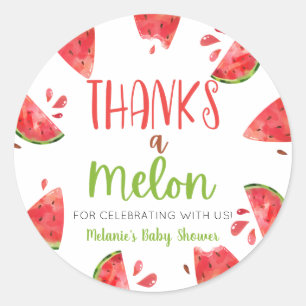 Sticker Rond Merci A Melon Watermelon Baby shower Favoriser