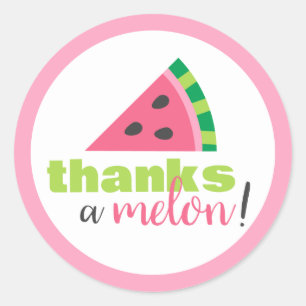 Sticker Rond Merci À Melon Watermelon Birthday Merci