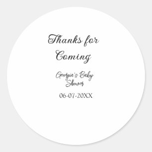 Sticker Rond Merci à venir baby shower moderne simple typogr