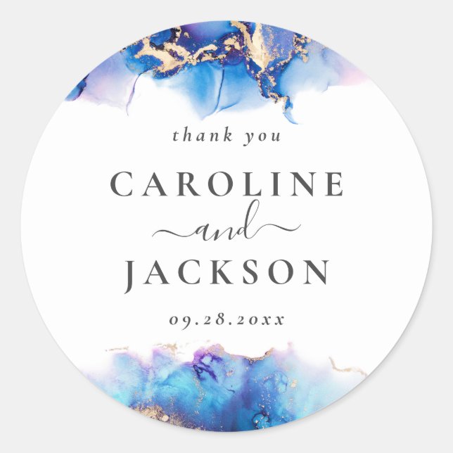 Sticker Rond Merci Abstrait de préférence d'aquarelle (Devant)