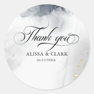 Sticker Rond Merci Abstrait Noir Et Blanc Moderne