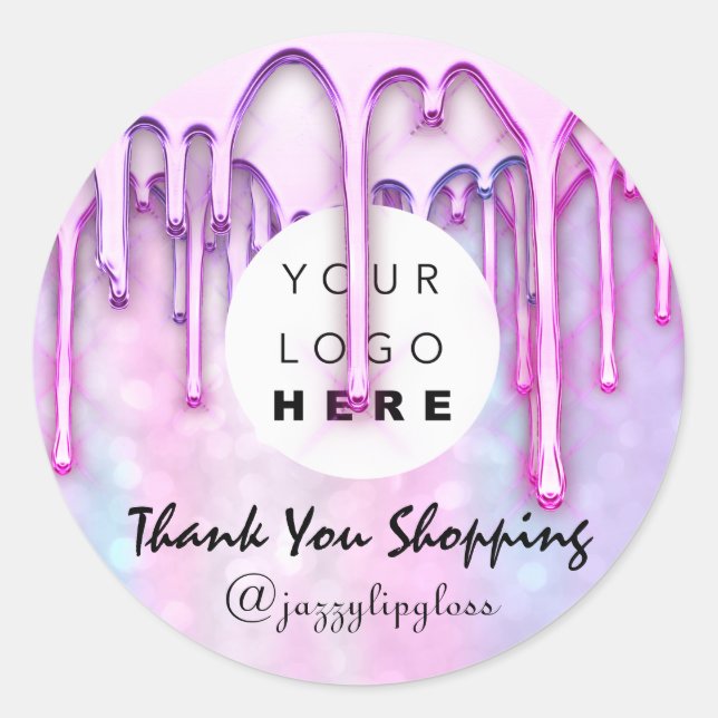 Sticker Rond Merci Accessoires d'achat Logo rose Extension chev (Devant)