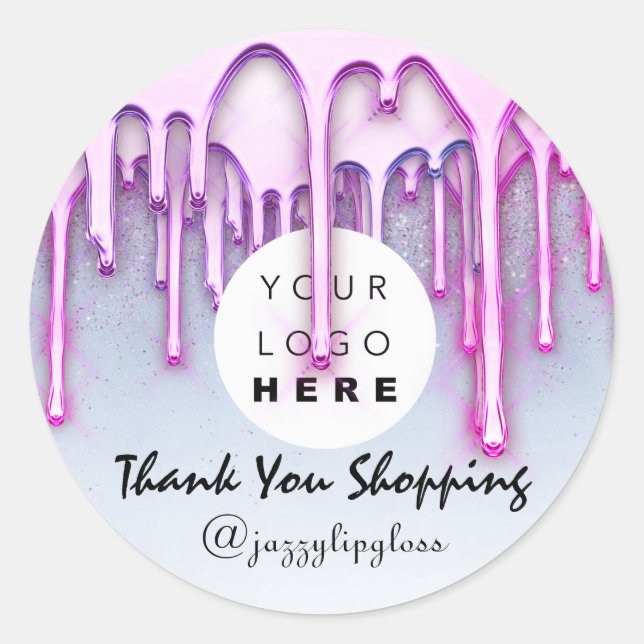 Sticker Rond Merci Accessoires de shopping Pink Logo Coiffeur V (Devant)