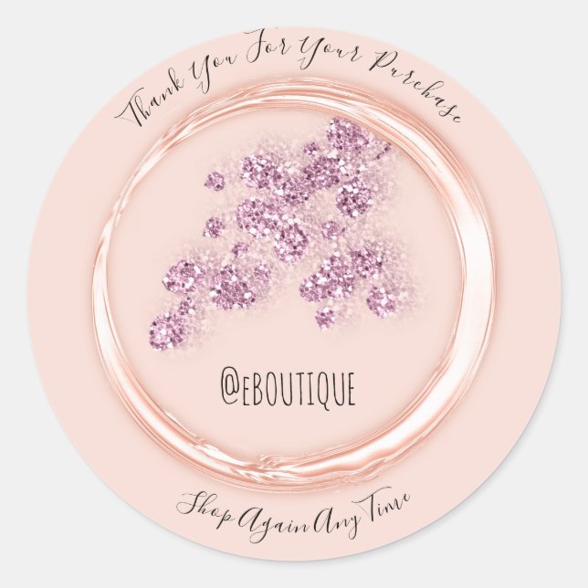 Sticker Rond Merci Achat Boutique Floral Nom artisanal (Devant)