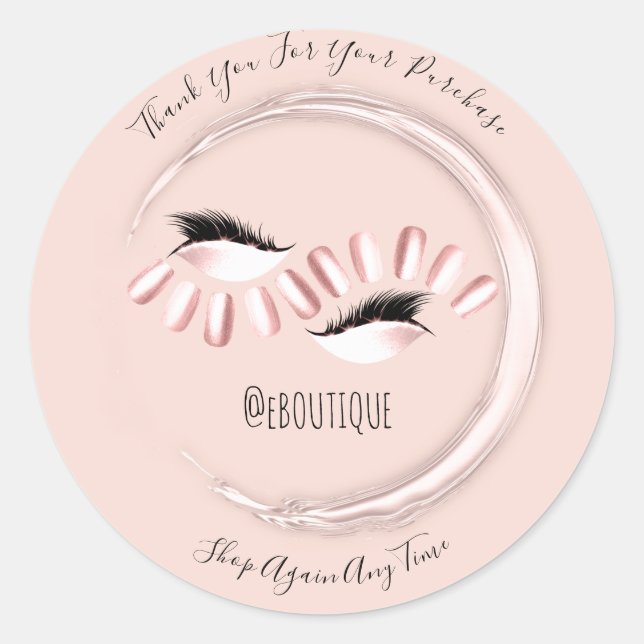 Sticker Rond Merci Achat Lashes Clous Boutique en ligne (Devant)
