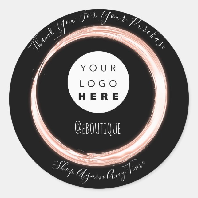 Sticker Rond Merci Acheter Boutique Logo en ligne Noir (Devant)