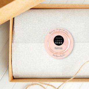 Sticker Rond Merci Acheter Boutique Logo Poudre artisanale