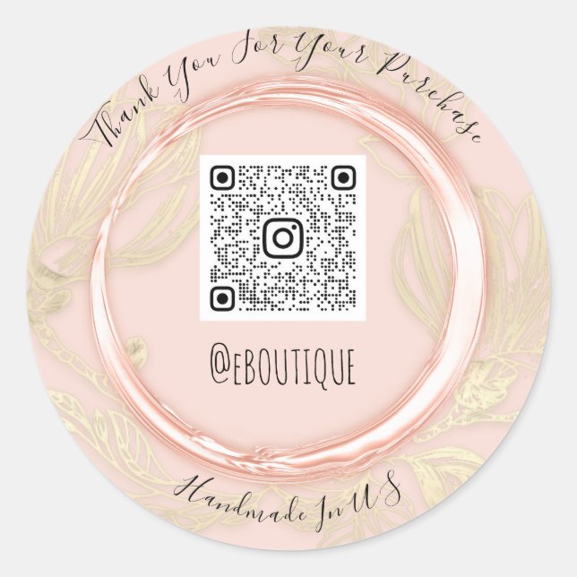 Sticker Rond Merci Acheter Rose Gold Eyelash Code QR Logo (Devant)