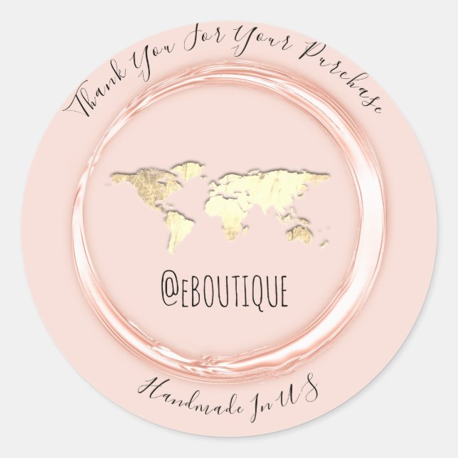 Sticker Rond Merci Acheter Rose World Map Voyage Code QR Logo (Devant)