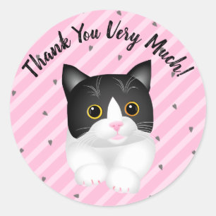 Sticker Rond Merci adorable de chaton de smoking
