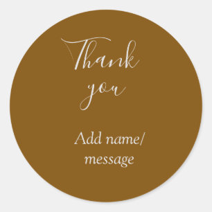 Sticker Rond Merci ajoutez nom message simple stylé doré s