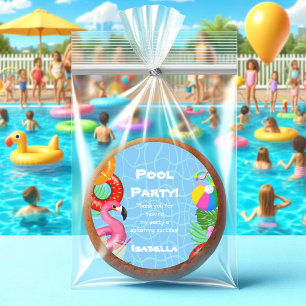 Sticker Rond Merci Amusants Piscine Fête Naissance