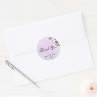 Sticker Rond merci aquarelle fleur