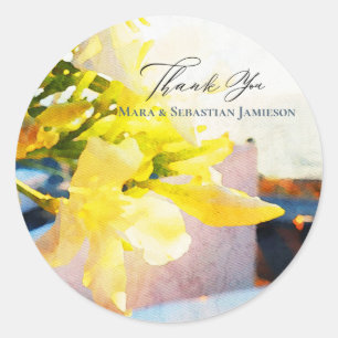 Sticker Rond *~* MERCI AR15 Elégant Mariage d'art floral
