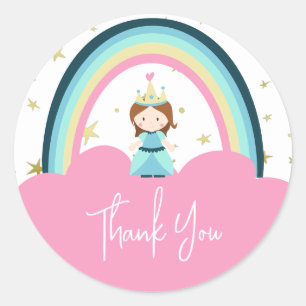 Sticker Rond Merci arc-en-ciel de la mignonne Princesse