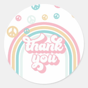 Sticker Rond Merci arc-en-ciel rétro été