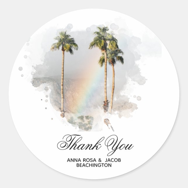 Sticker Rond *~* MERCI arc-en-ciel TROPICAL EXOTIQUE AR11 (Devant)