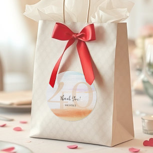 Sticker Rond Merci Artistic Moderne Arc-en-Ciel Anniversaire