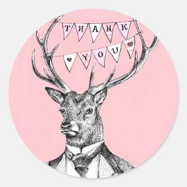 Sticker Rond Merci aux cerfs (Devant)