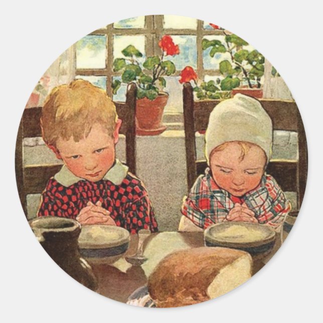Sticker Rond Merci aux enfants par Jessie Willcox Smith (Devant)