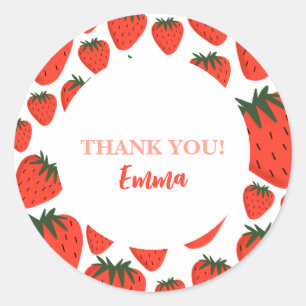 Sticker Rond Merci aux fraises