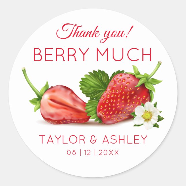 Sticker Rond Merci aux fraises (Devant)