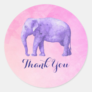 Sticker Rond Merci avec éléphant pourpre