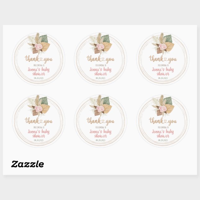 Sticker Rond Merci | BABY SHOWER (Feuille)