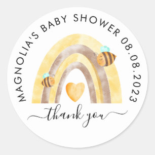 Sticker Rond Merci Baby shower Abee Aquarelle