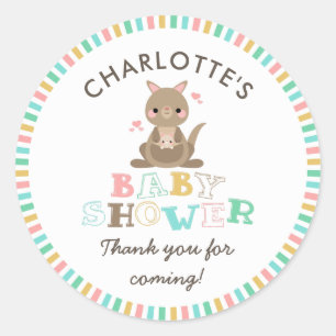 Sticker Rond Merci Baby shower Kangaroo