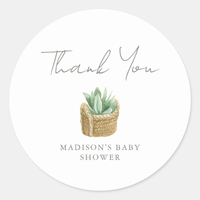 Sticker Rond Merci Baby shower simple et efficace (Devant)